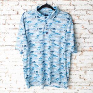 Construct Men’s Polo Shirt XXL Fish Print Quick Dry Performance Short Sleeve